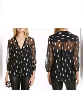 ALICE + OLIVIA SHEILA SHEER BLOUSE BLACK TOP SIZE XS